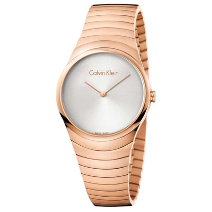 CALVIN KLEIN Whirl Silber Zifferblatt Roségold PVD Damen Quarz Uhr