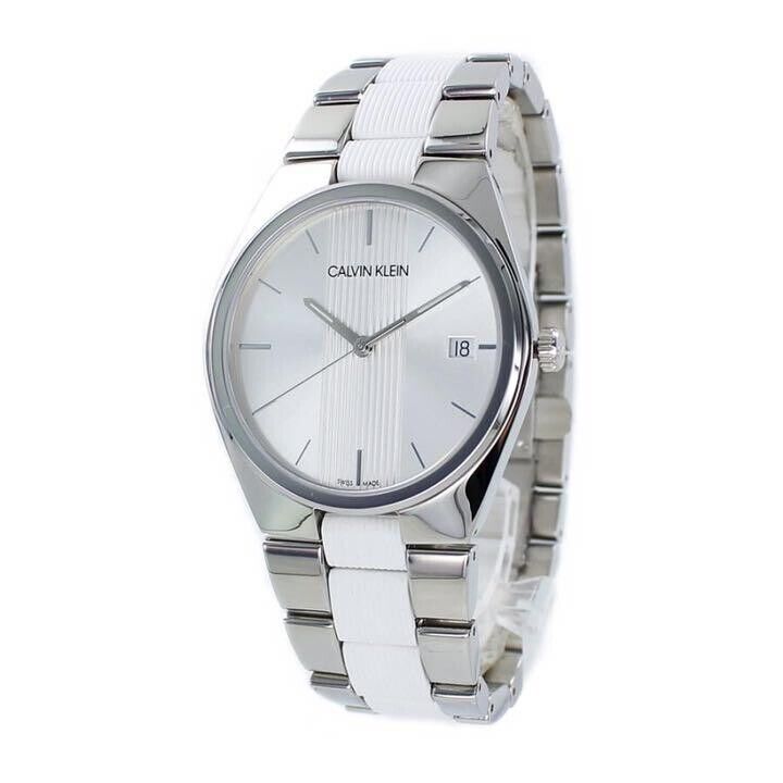 CALVIN KLEIN Contra Quarz Herrenarmbanduhr mit silbernem Ziffernblatt
