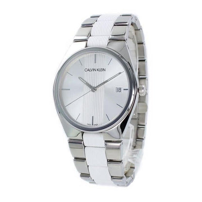 CALVIN KLEIN Contra Quarz Herrenarmbanduhr mit silbernem Ziffernblatt