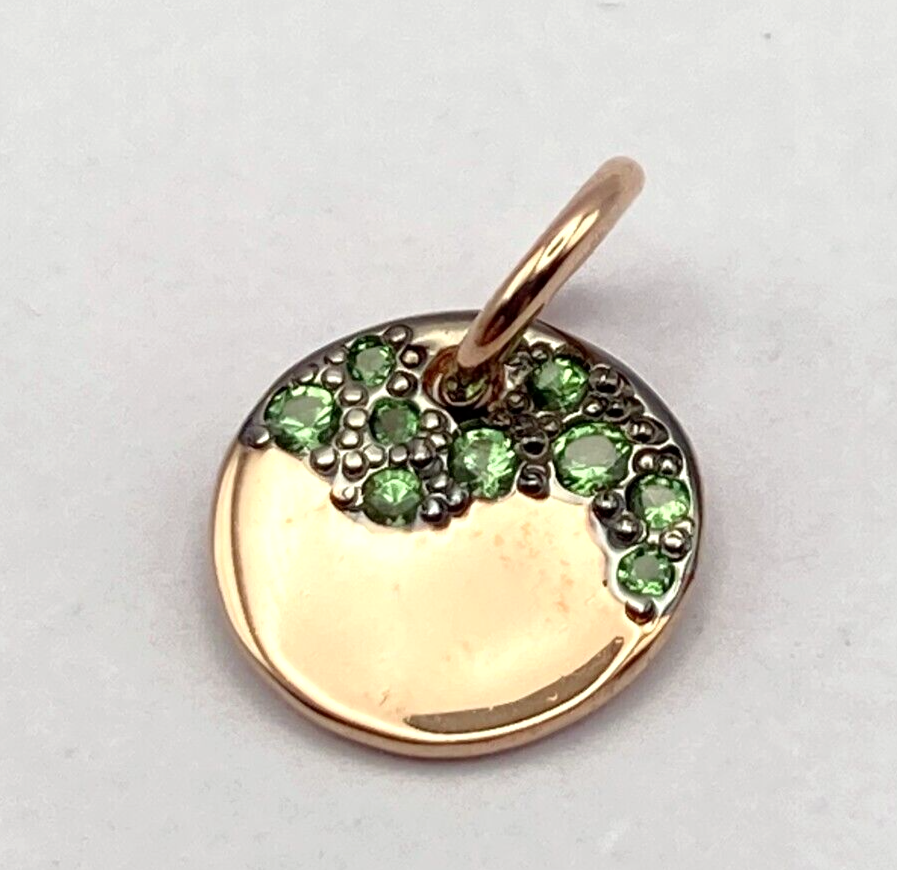 Dodo Precious Tag Charm - 9kt Gold/Tsavoriten