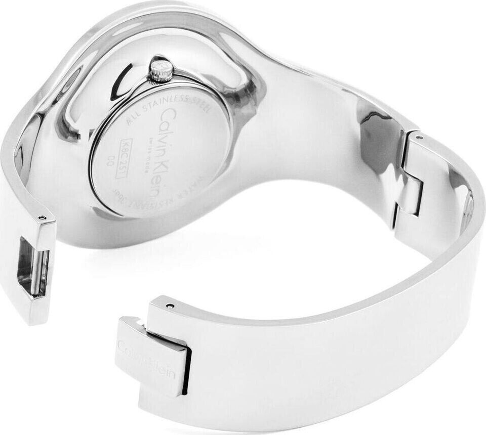 CALVIN KLEIN nahtlose weiße Ziffernblatt Damenarmbanduhr