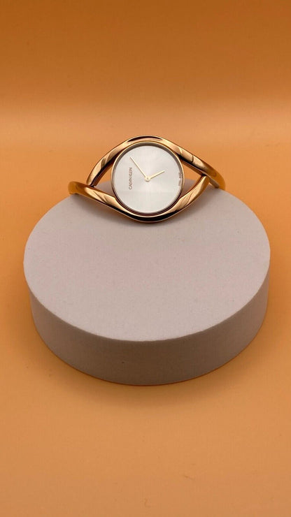 CALVIN KLEIN Party Silber Zifferblatt Kleine Armreif Damen Uhr