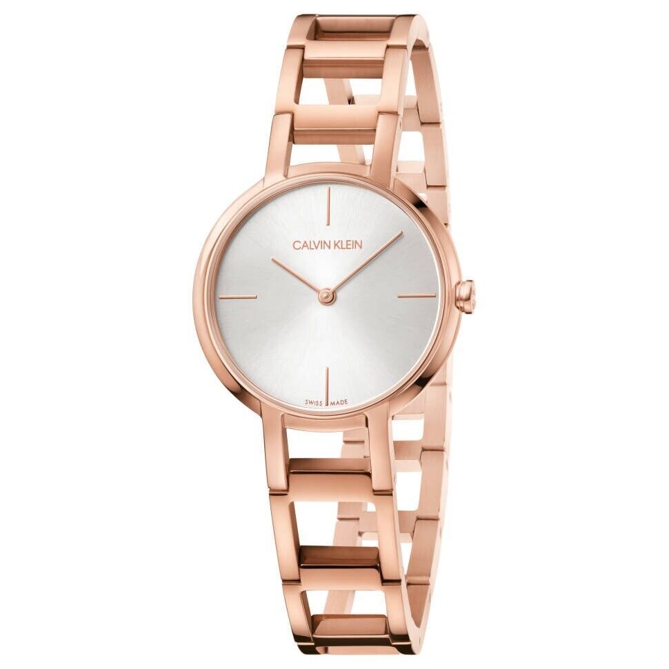 CALVIN KLEIN Cheers Damen Uhr Silber Zifferblatt Roségold PVD