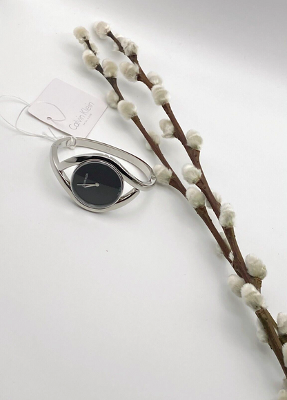 CALVIN KLEIN Party Uhr Damen schwarz Zifferblatt schmales Armband