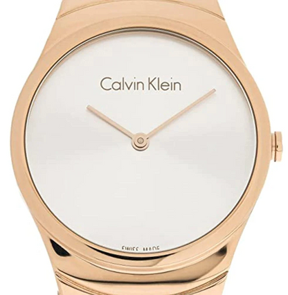 CALVIN KLEIN Whirl Silber Zifferblatt Roségold PVD Damen Quarz Uhr