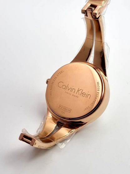 CALVIN KLEIN Addict Silber Zifferblatt Mittel Rose Gold PVD Damen Uhr