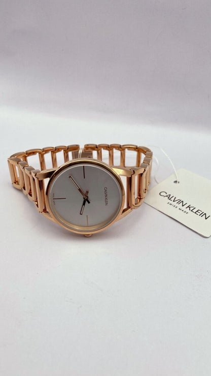CALVIN KLEIN Stately Damen Quarz Uhr mit silbernem Zifferblatt