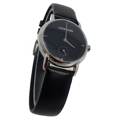 CALVIN KLEIN Established Quarz Damenarmbanduhr mit schwarzem Ziffernblatt