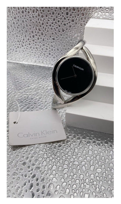 CALVIN KLEIN Party Uhr Damen schwarz Zifferblatt schmales Armband