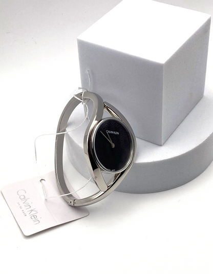 CALVIN KLEIN Party Uhr Damen schwarz Zifferblatt schmales Armband