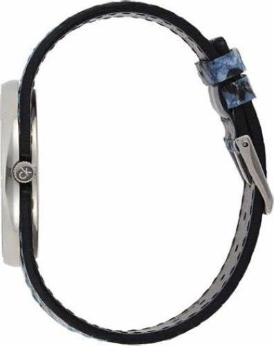 CALVIN KLEIN Spellbound Damenarmbanduhr silbernes Zifferblatt blaues Lederarmband