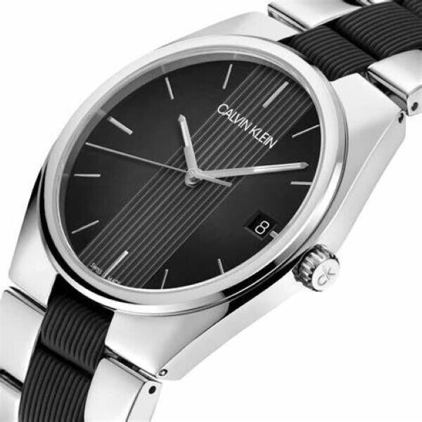 CALVIN KLEIN Contra Quarz Herrenarmbanduhr mit schwarzem Zifferblatt