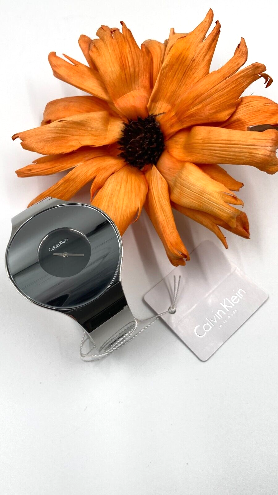 CALVIN KLEIN nahtlose schwarze Zifferblatt Damenquarzarmbanduhr