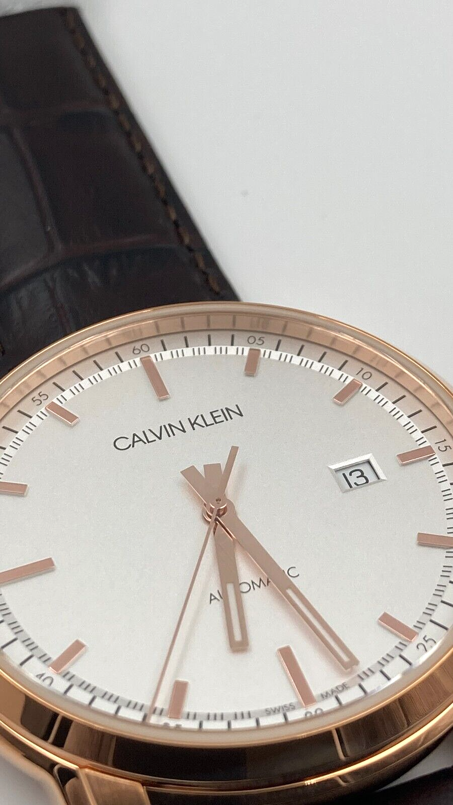 Calvin Klein Herren Analog Automatik Uhr mit Lederarmband K5S346G6