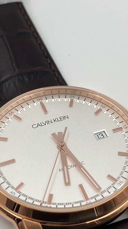 Calvin Klein Herren Analog Automatik Uhr mit Lederarmband K5S346G6
