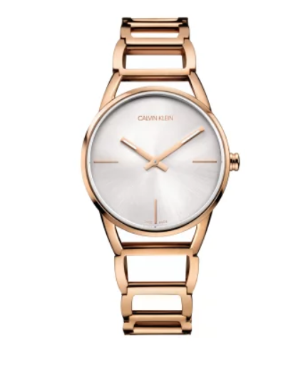 CALVIN KLEIN Stately Damen Quarz Uhr mit silbernem Zifferblatt