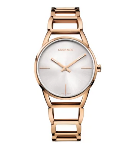 CALVIN KLEIN Stately Damen Quarz Uhr mit silbernem Zifferblatt