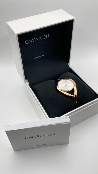 CALVIN KLEIN Party Silber Zifferblatt Kleine Armreif Damen Uhr