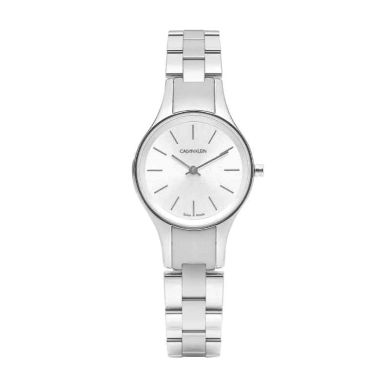 CALVIN KLEIN Simplicity Quarz Damenarmbanduhr mit silbernem Zifferblatt