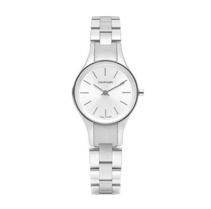 CALVIN KLEIN Simplicity Quarz Damenarmbanduhr mit silbernem Zifferblatt