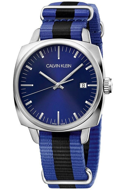 CALVIN KLEIN Fraternity Herren Quarz Uhr mit blauem Zifferblatt