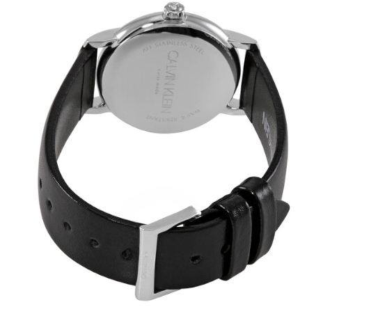 CALVIN KLEIN Established Quarz Damenarmbanduhr mit schwarzem Ziffernblatt
