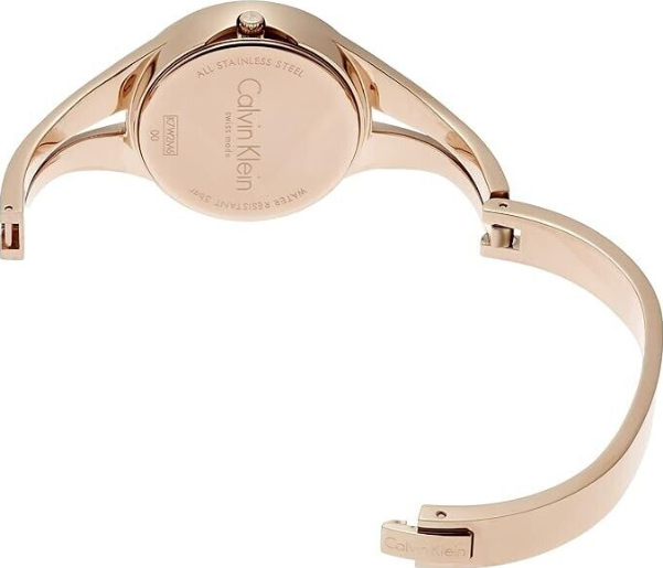 CALVIN KLEIN Addict Silber Zifferblatt Mittel Rose Gold PVD Damen Uhr