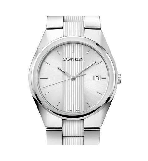 CALVIN KLEIN Contra Quarz Damenarmbanduhr mit silbernem Zifferblatt