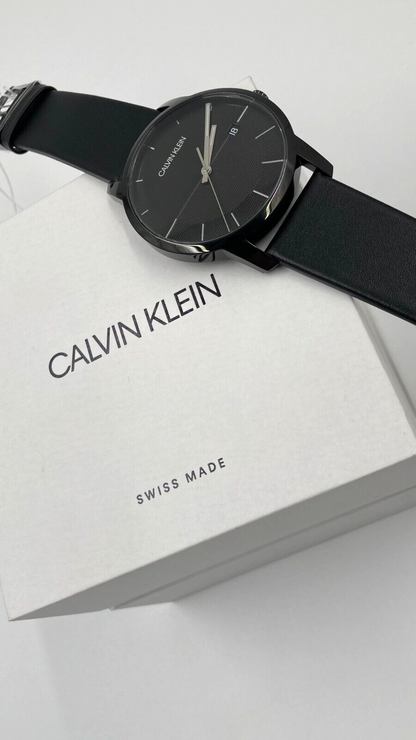 CALVIN KLEIN City Quarz Herrenarmbanduhr mit schwarzem Ziffernblatt