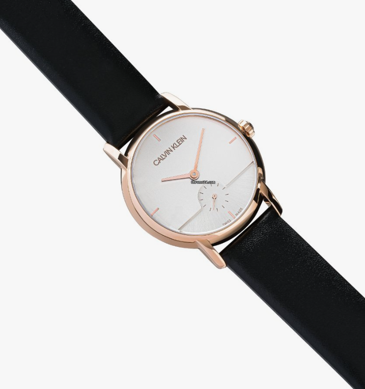 CALVIN KLEIN Established Quarz Damenarmbanduhr silbernes Zifferblatt