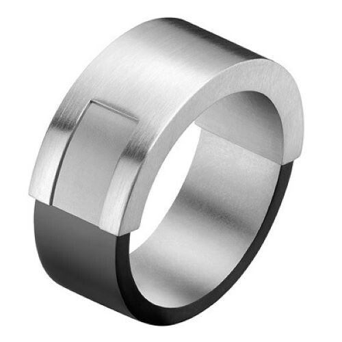 CALVIN KLEIN RING MAGNET EDELSTAHL/SCHWARZ - Gr.  60