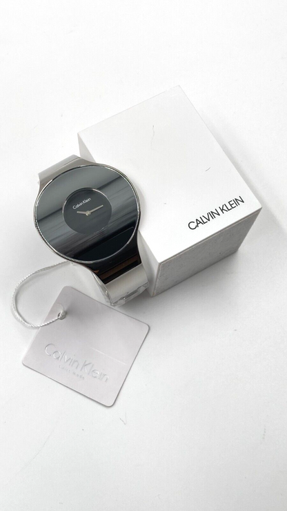 CALVIN KLEIN nahtlose schwarze Zifferblatt Damenquarzarmbanduhr