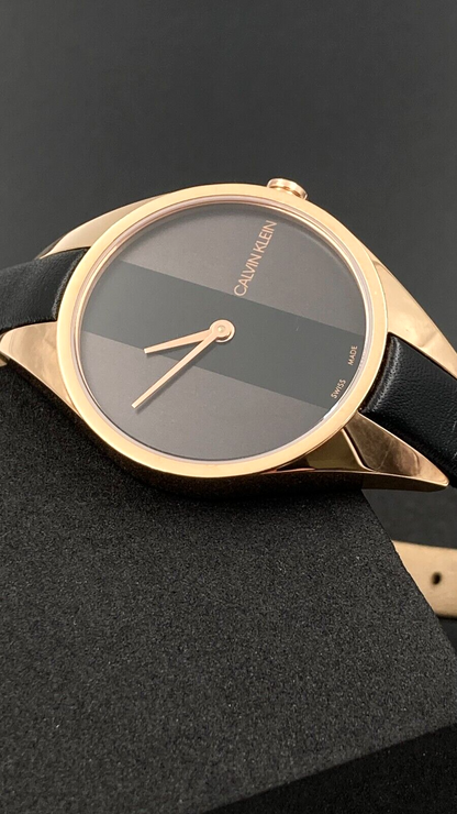 CALVIN KLEIN Rebel Quarz Damenarmbanduhr mit schwarzem Zifferblatt