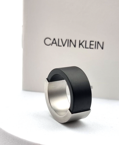 CALVIN KLEIN RING MAGNET EDELSTAHL/SCHWARZ - Gr.  60