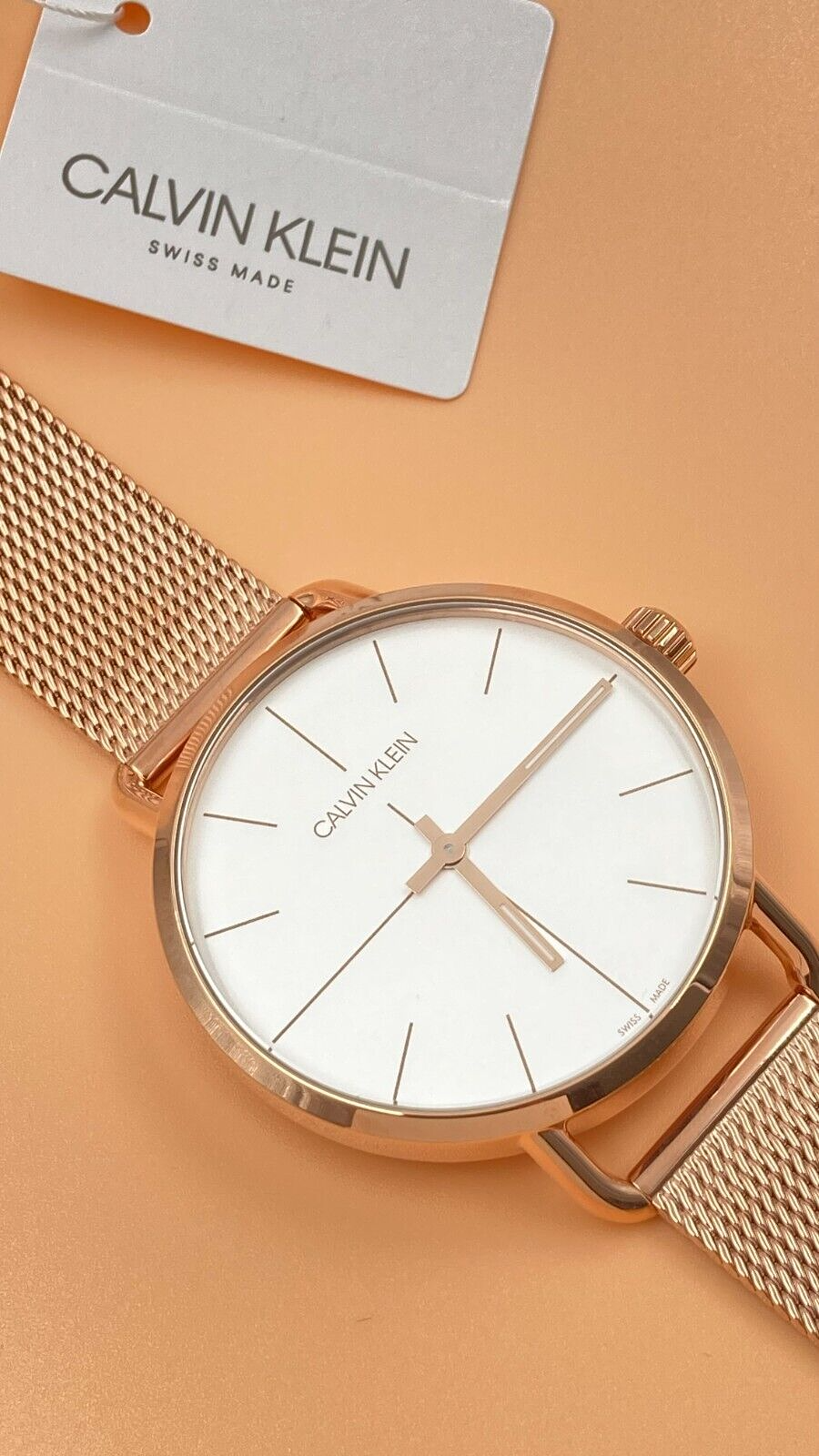 CALVIN KLEIN Even Edelstahl Mesh Roségold PVD Quarz Uhr