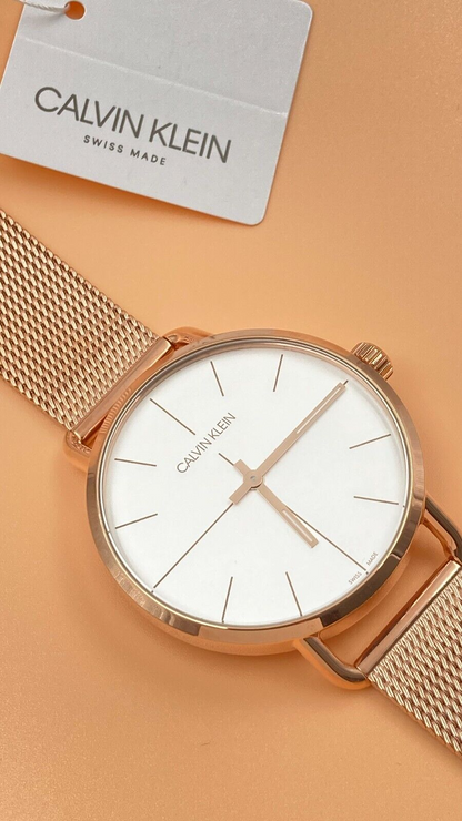 CALVIN KLEIN Even Edelstahl Mesh Roségold PVD Quarz Uhr
