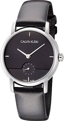 CALVIN KLEIN Established Quarz Damenarmbanduhr mit schwarzem Ziffernblatt