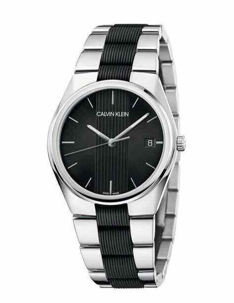 CALVIN KLEIN Contra Quarz Herrenarmbanduhr mit schwarzem Zifferblatt