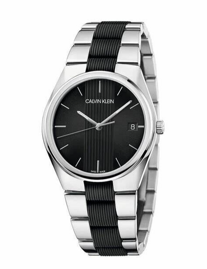 CALVIN KLEIN Contra Quarz Herrenarmbanduhr mit schwarzem Zifferblatt