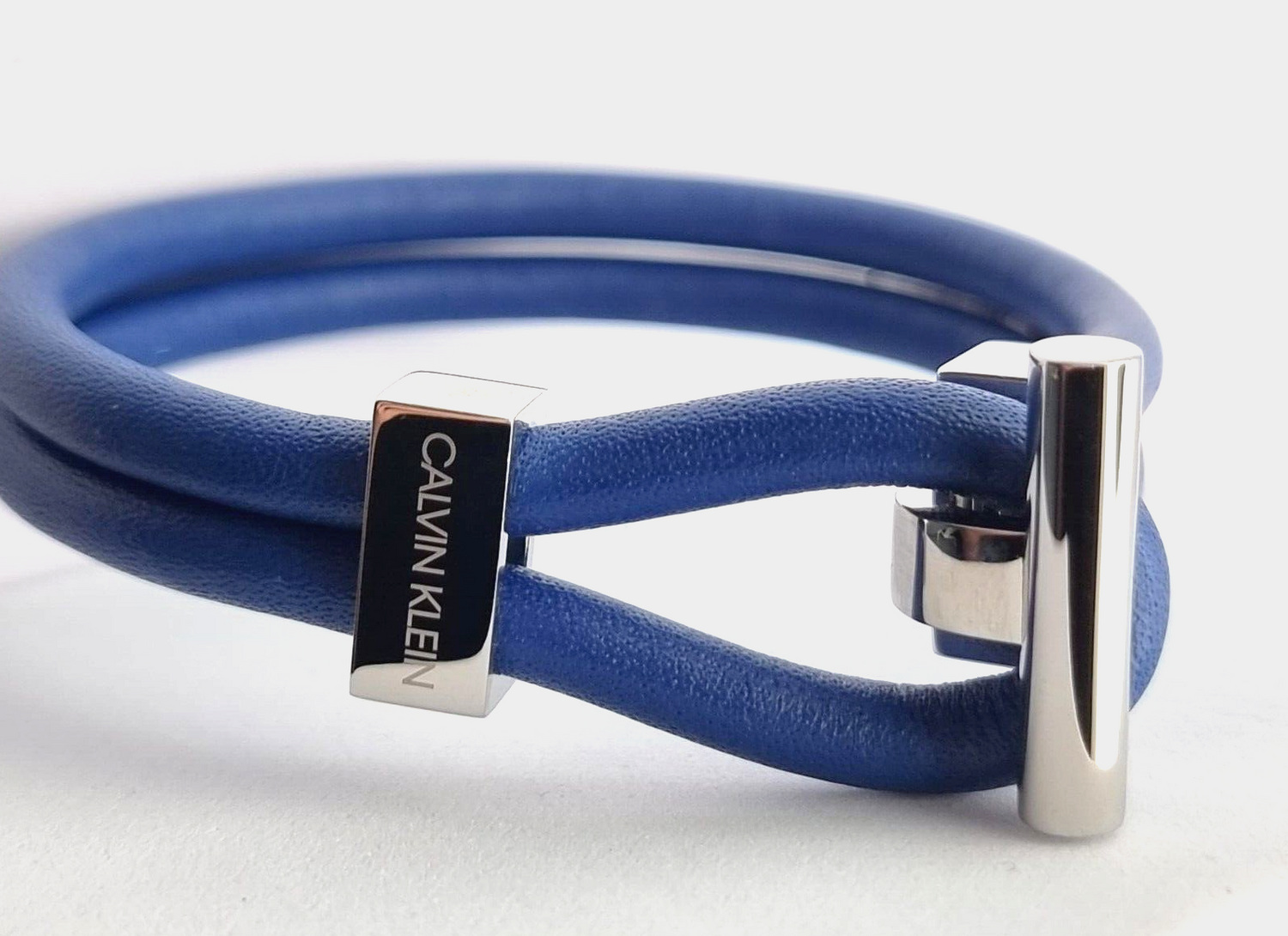 CALVIN KLEIN ANCHOR HERREN EDELSTAHL LEDER ARMBAND BLAU - L