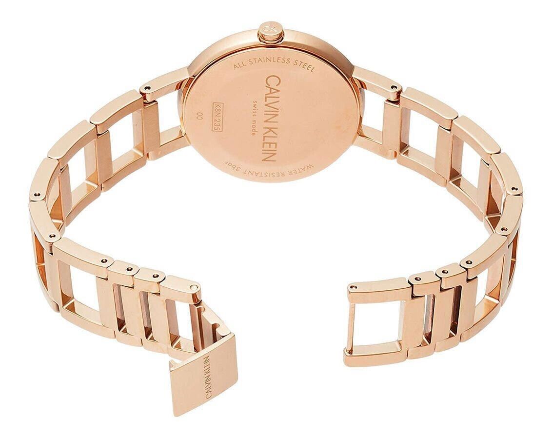 CALVIN KLEIN Cheers Damen Uhr Silber Zifferblatt Roségold PVD