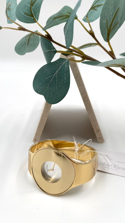 CALVIN KLEIN nahtlose Damenarmbanduhr Gold PVD