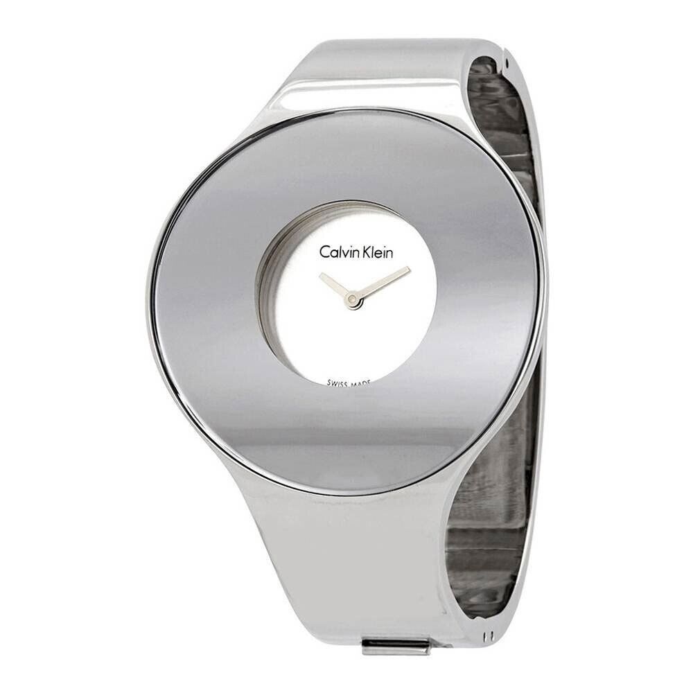 CALVIN KLEIN nahtlose weiße Ziffernblatt Damenarmbanduhr