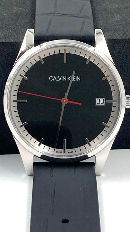 CALVIN KLEIN Quarz Uhr mit schwarzem Zifferblatt für Herren