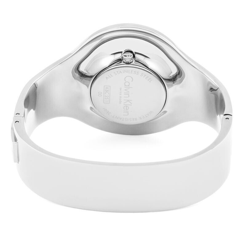 CALVIN KLEIN nahtlose weiße Ziffernblatt Damenarmbanduhr