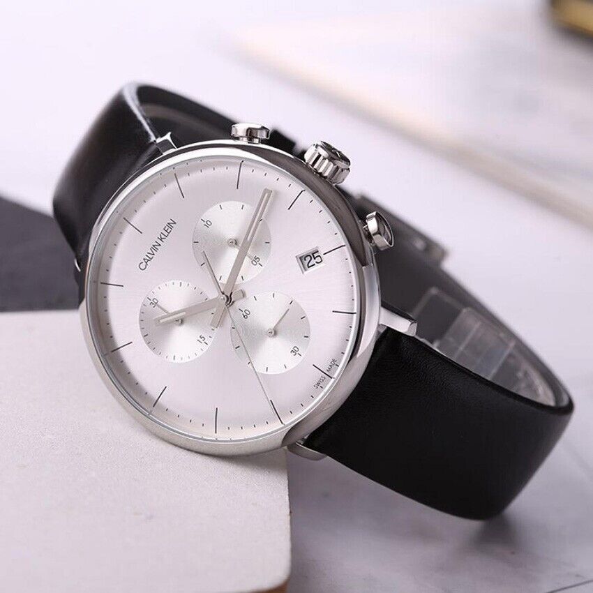 CALVIN KLEIN High Noon Chronograph Quarz Herren Uhr Silber Zifferblatt