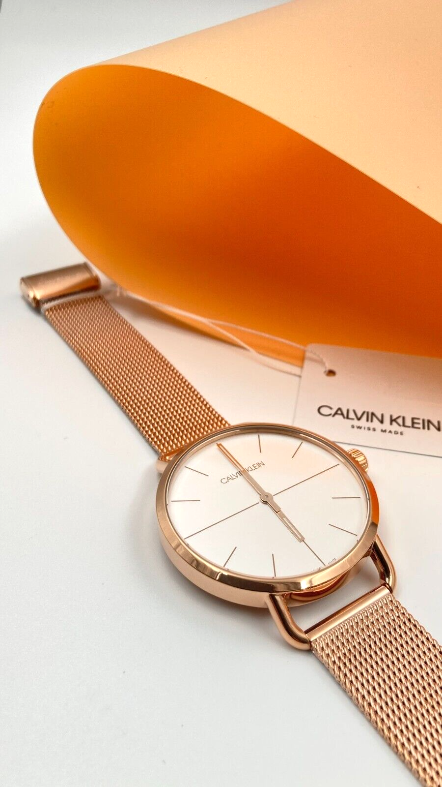 CALVIN KLEIN Even Edelstahl Mesh Roségold PVD Quarz Uhr