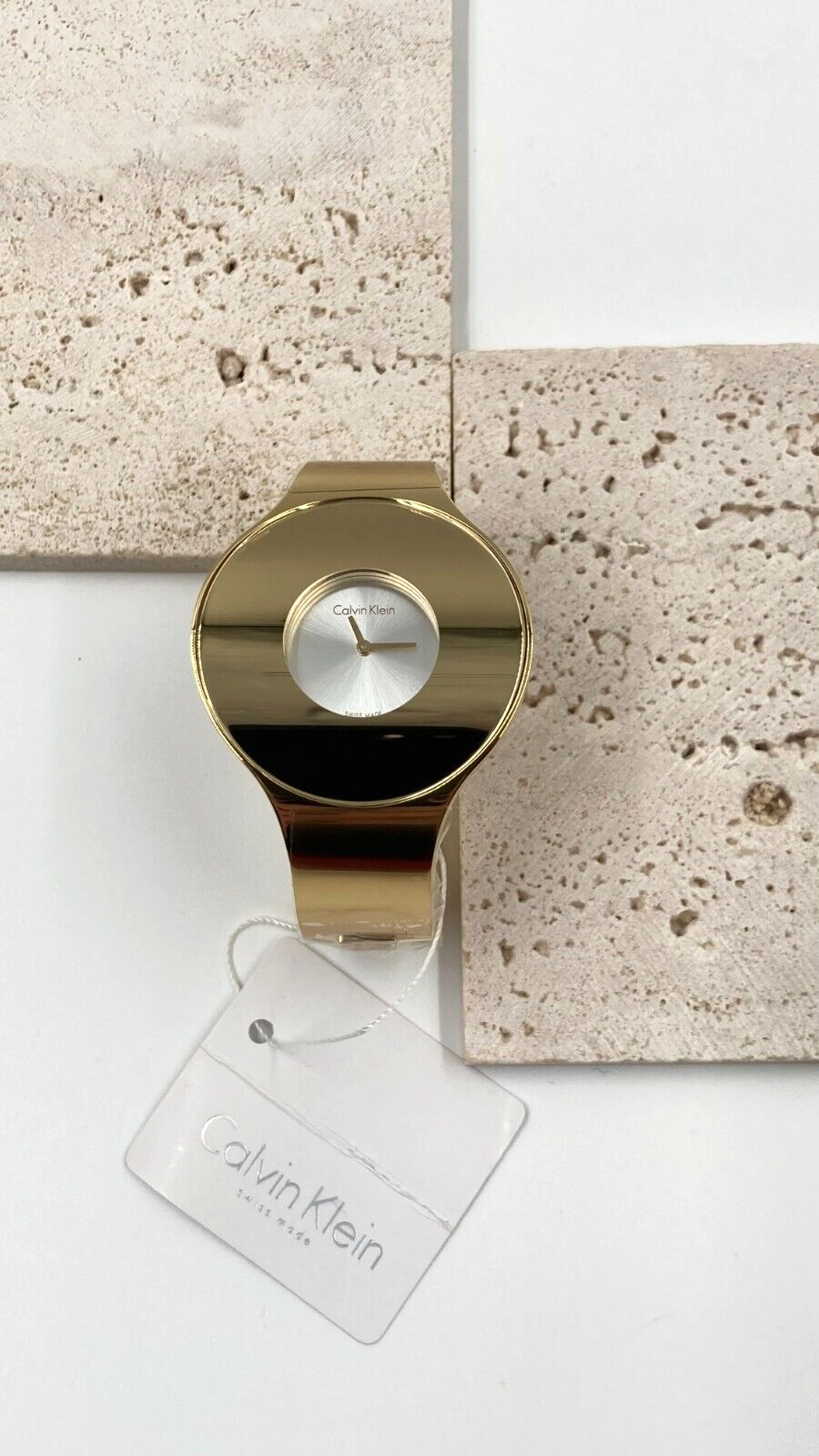 CALVIN KLEIN nahtlose Damenarmbanduhr Gold PVD