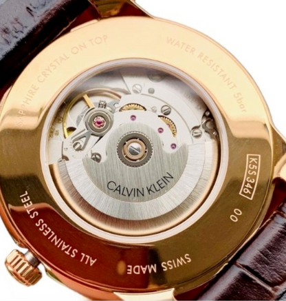 Calvin Klein Herren Analog Automatik Uhr mit Lederarmband K5S346G6