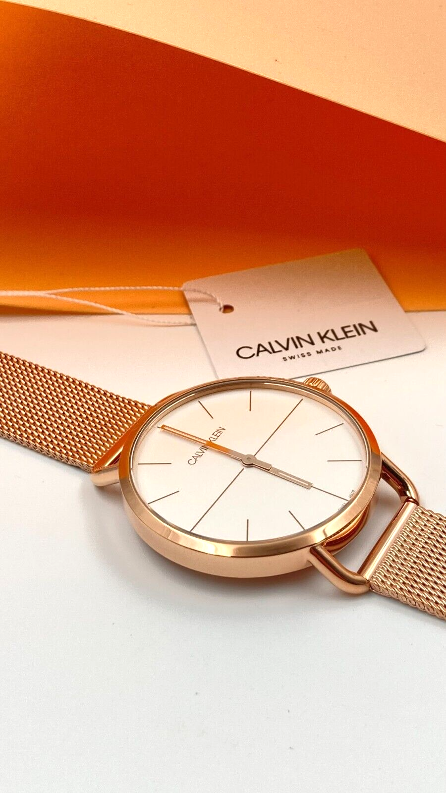 CALVIN KLEIN Even Edelstahl Mesh Roségold PVD Quarz Uhr